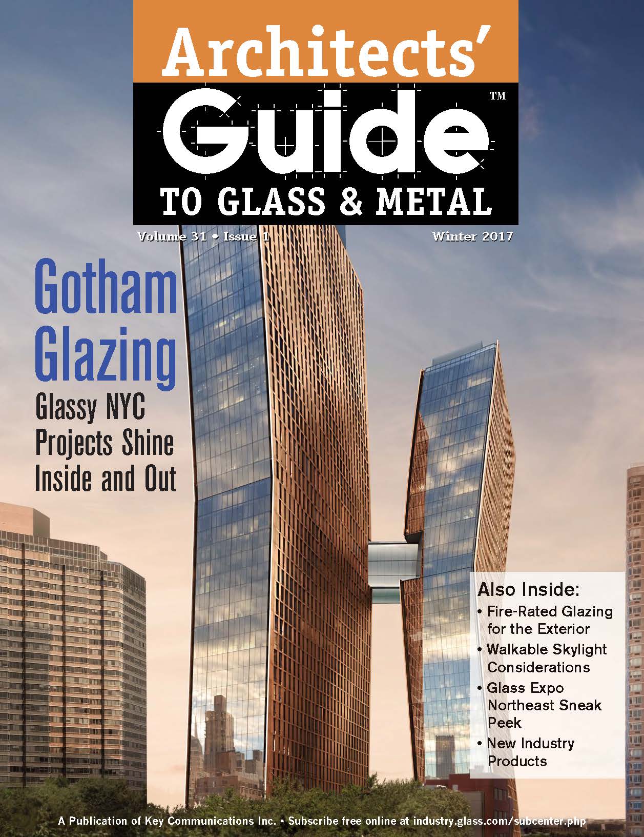 The cover of the 2017 Winter Edition of Architects Guide to Glass & Metal